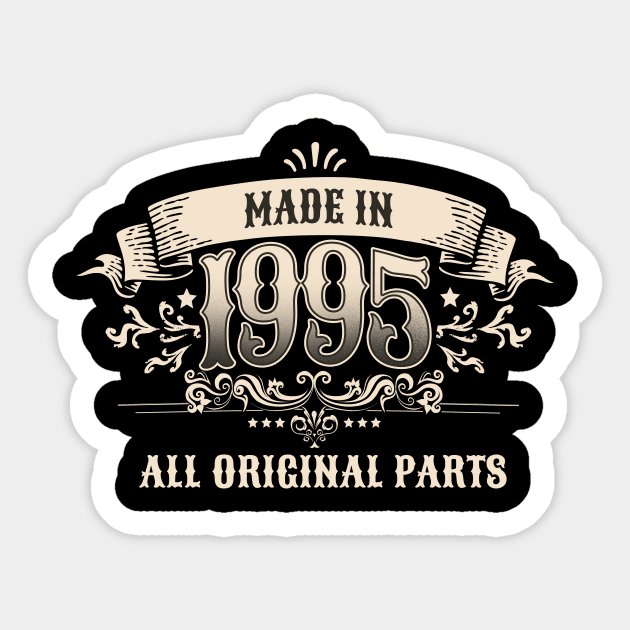 Retro Vintage Birthday Made In 1995 All Original Parts Sticker by star trek fanart and more